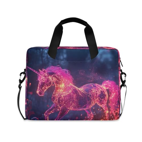 Sacoche ordinateur 15,6 pouces avec bandoulière et motif cheval rose