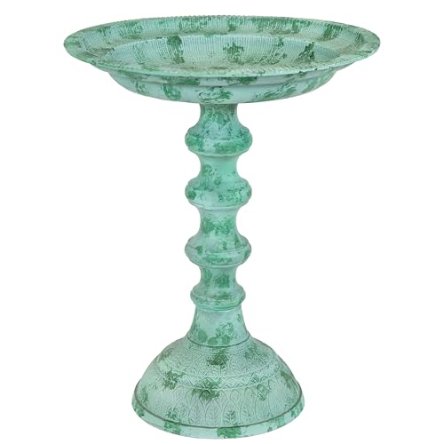 Sunnydaze Backyard Beauty Metal Bird Bath with UV-Resistant Finish - Cast Aluminum - Green Patina - 18" H