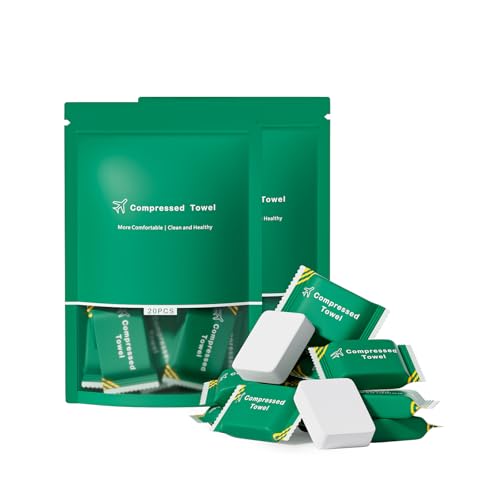 Image of Disposable Compressed Towel Tablets, Disposable Face Towels, Compressed Camping Towel Hand Wipe Portable Washcloth, Portable Compressed Coin Tissue for Travel Home and Outdoor Hiking 40 PCS