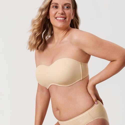 Image of DELIMIRA Women's Strapless Bra Minimizer Seamless Underwire Unlined Bandeau for Big Bust
