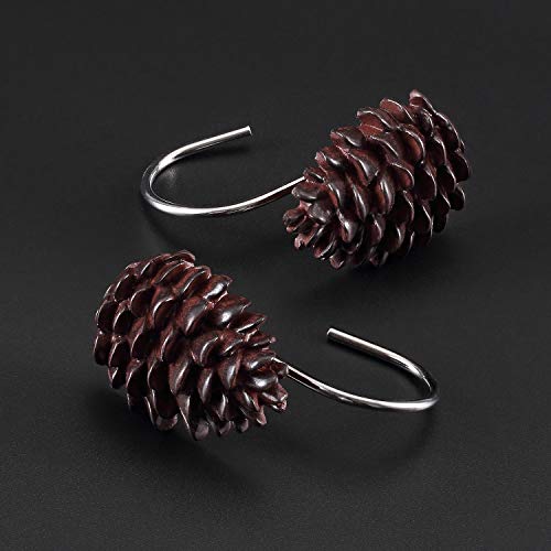 Chictie Pinecone Shower Curtain Hooks Rings,Bronze Decorative Shower Curtain Hooks,Christmas Bathroom Sets,12 Pcs #TOP1