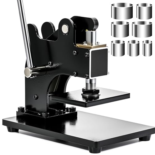 Hand Die Cutting Machine, 4.9”x3.5” Leather Press Stamping Embossing Machine, with 7X Round Leather Cutting Dies, Heavy Duty for DIY Fabric Rubber Plastic Cardboard