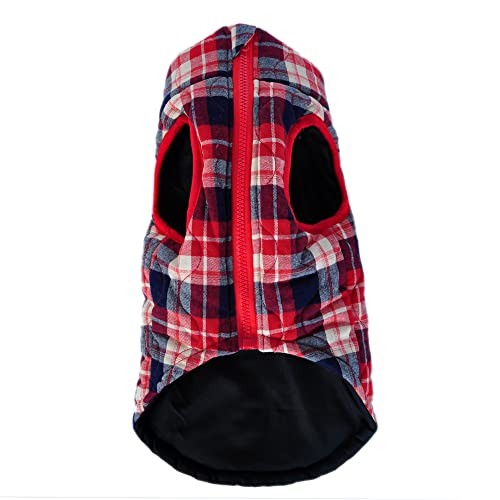 Sueosu Winter Dog Coats, Dog Apparel For Cold Weather, British Flannel Plaid Style Windproof Warm Dog Jacket For Dog Coats For Winter, 7 Sizes 3 Colors (X-Large, Red Scottish Plaid) #TOP1