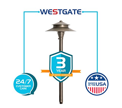 Westgate Led Landscape Light - 12V Garden Pathway Light - Nickel Finish Integrated Led Area Light - Pack Of 1 - Diameter Of Shade - 8" #TOP6