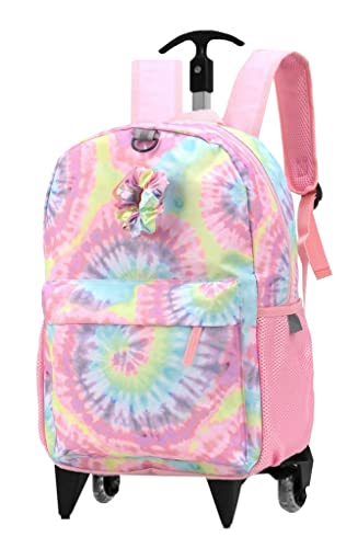 Kit Mochila Escolar Rodinhas Menina Infantil Juvenil Tie Dye Colorida Lancheira Estojo Costas Imperm