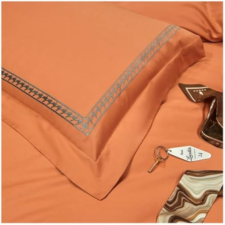 Embroidery Bedding Set Luxury Soft Bed Sheet and Pillowcases Quality Quilt Cover Summer for Home, Sheets(Blue,Queen)