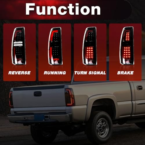 Image of EOMD DOT Approved LED Tail Light Assembly, Clear Lens, Smoked Housing | Compatible With 1999-2006 Chevy Silverado 1500 2500, Compatible With 1999-2002 GMC Sierra 1500 2500 3500, Rear Lamp