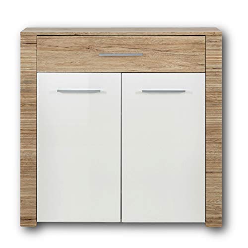 Paul cxhw203010 Armoire à Chaussures, Avant destituer Chêne San Remo Clair cannelé MDF Brillant, Env. 100 x 97 x 36 cm, Imitation chêne Clair
