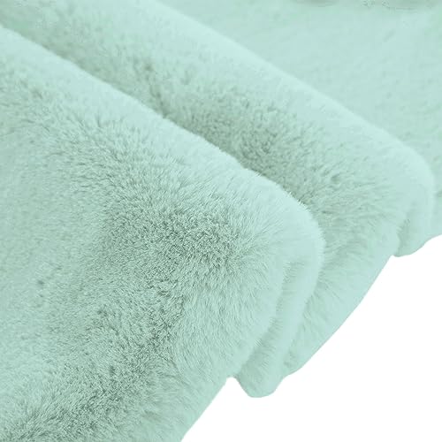Image of Luxe Home Rabbit Fur Soild Bath Mat Super Soft, Anti-Slip, Washable, Rectangle, for Bathroom Door Mate, Bedroom Door Mats (Lime, 45x75 cm)