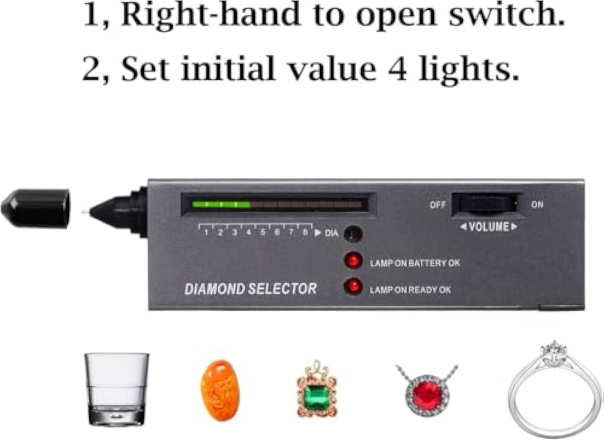 Diamond Tester with LED Magnifying Glasses, Jeweler Tool Kit
