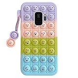 Herbests Fidget Toys Handyhülle Kompatibel mit Samsung Galaxy S9 Fidget Phone Case 3D Kawaii Bär Bubble Silikon Hülle Fidget Stressspielzeug Stoßfest Schutzhülle für Kinder Mädchen