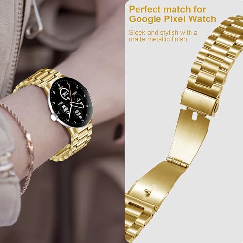 Image of Yeahxing Metal Band for Pixel Watch 5 /4 /3 /2 /1 45mm 41mm - Stainless Steel Bands for Google Pixel Watch 2026, Adjustable Wristband for Men Women