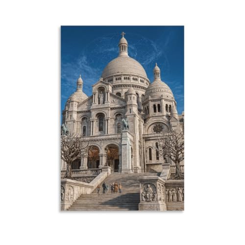 Peinture sur toile Basilique Sacré-Cœur Paris affiche décoration murale chambre salon 20x30