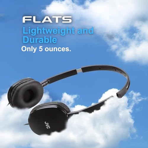 JVC Flats On-Ear Wired Headphones with Mic - Flat Foldable Design - 30mm- Neodymium Driver for Powerful Sound - Soft Ear-Pads for Comfort - Lightweight & Portable - PC/Laptop/Gaming - 3.5mm Slim Plug