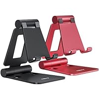 Nulaxy Dual Folding Phone Stand for Desk 2 Pack Fully Adjustable Mobile Phone Holder Desktop Compatible with iPhone 15 14 13 12 11 Xs Xr X 8, HUAWEI, Samsung, All Smartphones