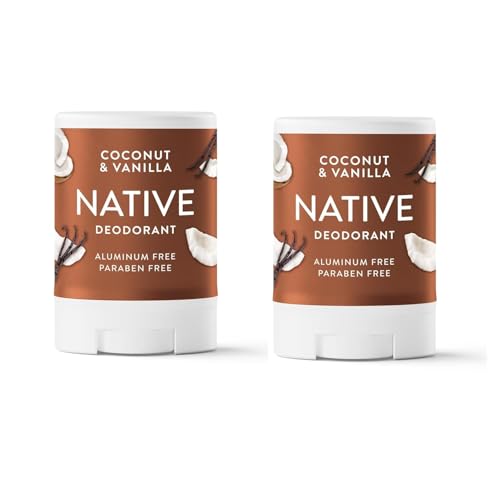Native Deodorant Aluminum Free Coconut & Vanilla for Women and Men Travel Size 0.5oz (Pack of 2)