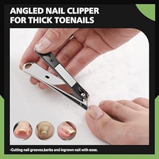 BALUCA Slanted Blade Ingrown Toenail Clippers for Thick Toenails, Angled Toe Nail Fingernail Cutter Trimmer for Seniors and Men - Black