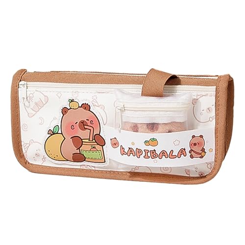 Estuche con cremallera para lápices, multiuso, organizador de bolígrafos, estuche escolar de lona, estuche de papelería para escuela, viajes, salidas diarias, marrón (dark coffee), Refer to