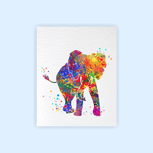 Dignovel Studios 13X19 Unframed Baby Elephant Safari Animal Nature Peach Love Watercolor Art Print Wall Art Poster Nursery Decor Home Bedroom Baby Shower N084 #TOP1