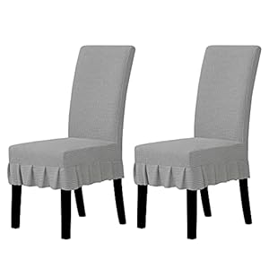 Easy-Going Dining Chair Covers Stretch Parsons Chair Slipcover with Skirt Chair Covers for Dining Room Restaurant Banquet (2 PCS, Light Gray)