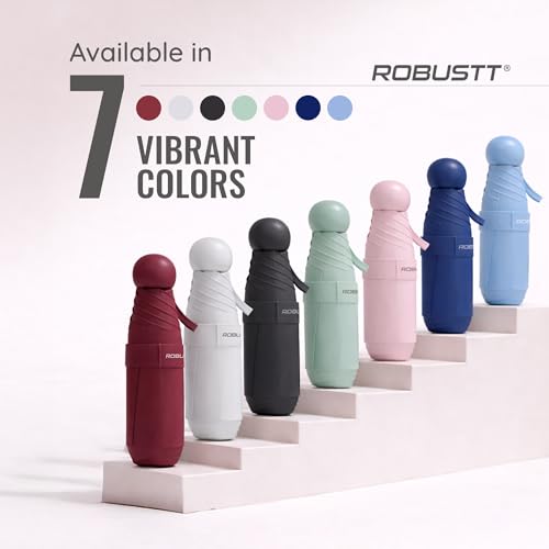 Image of Robustt Capsule Mini Foldable Travel Umbrella | Dark Blue | UPF 50+ UV & Rain Protection | 3 Fold Compact | for Women, Men & Kids | Windproof, Waterproof, Pocket-Size with Storage Case