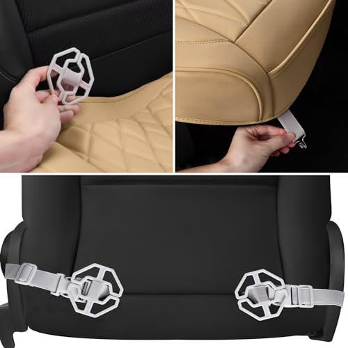 image for CAR PASS 2 Pack Leather Front Car Seat Covers, Bottom Seat Covers Full