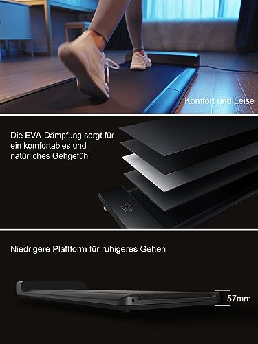 Foto von WalkingPad A1 Pro Laufband Klappbar bis 6km/h, 932W 1.25HP Laufband Schreibtisch Ultraflach Walking Pad für Zuhause & im Büro 105KG Max