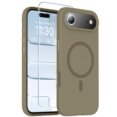toaksi Magnetic for iPhone Air Case [Compatible with MagSafe] [Soft Anti-Scratch Microfiber Lining],Premium Silicone with Screen Protector,Shockproof Protective iPhone 17 Air Phone Case,Gold
