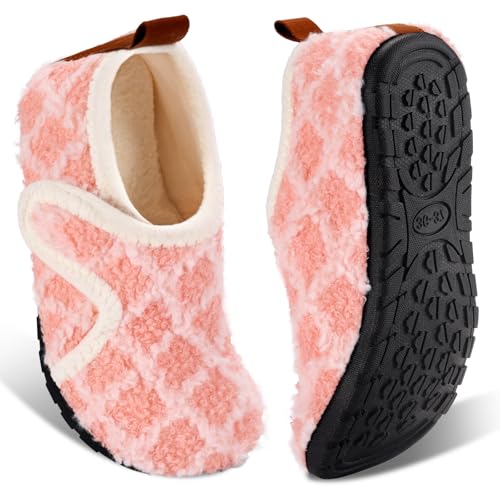Image of Ibeauti Women Mens House Slippers Lightweight Comfy Barefoot Slipper Socks Rubber Sole House Shoes for Indoor /Outdoor Bedroom Travel