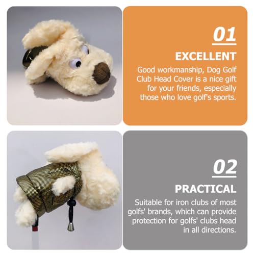 Protège têtes de golf en peluche chien anti-rayures fers - 7