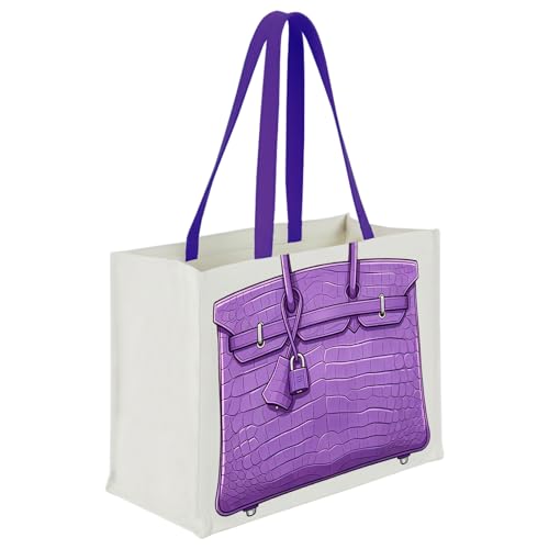 Bolsa Tote de Lona con Estampado Estilo Lujo miniatura 1