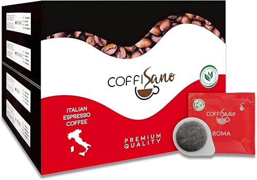 150 Cialde Caffè Coffisano Espresso Italiano in Filtro Carta Compostabile ESE da 44 mm Bustine Monodose – Miscela Roma, Gusto Cremoso ed Equilibrato