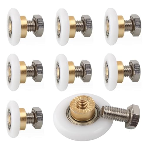CAASFOOY 8 ruedas de ducha, ruedas de ducha, rodillos de repuesto para puerta de ducha, diámetro de 20 mm, para puerta de ducha, puertas correderas, corredores (con tornillo)