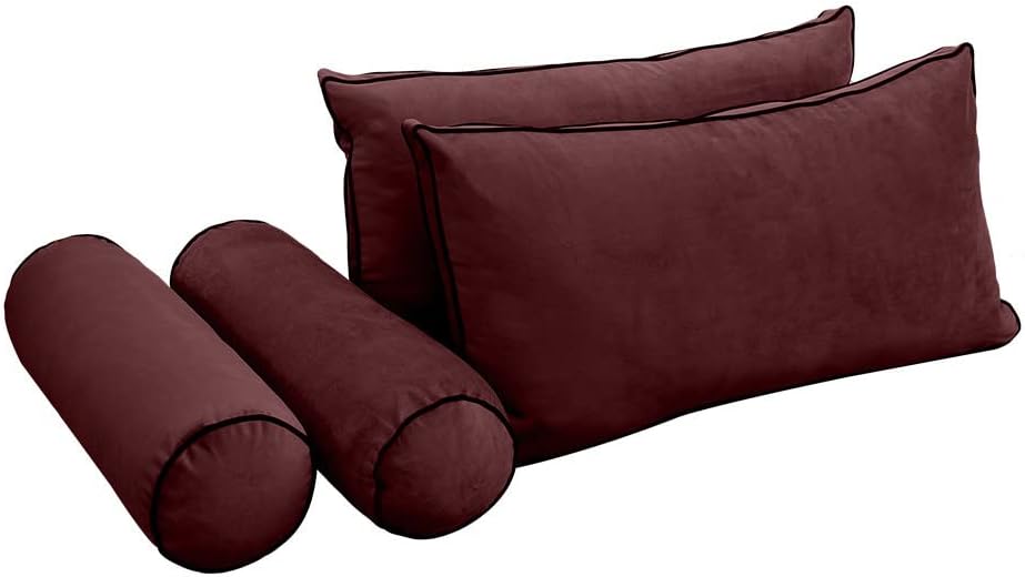 Prolinemax Style V2 Twin-XL Size Velvet Contrast Pipe Indoor Daybed Bolster Pillow Cushion Mattress Fitted Sheet |Cover ONLY| AD368