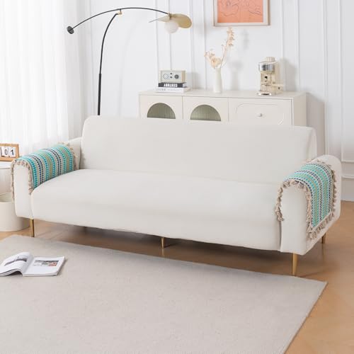 Image of HOKIPO 'Artisan Boho Series' Sofa Arm Cover with Tassel | 450 GSM Thick Cotton Acrylic Jacquard Fabric Armrest Mat Size 50x70 cm, Pack of 2, Aqua Blue (IN-899-A4*2SM)
