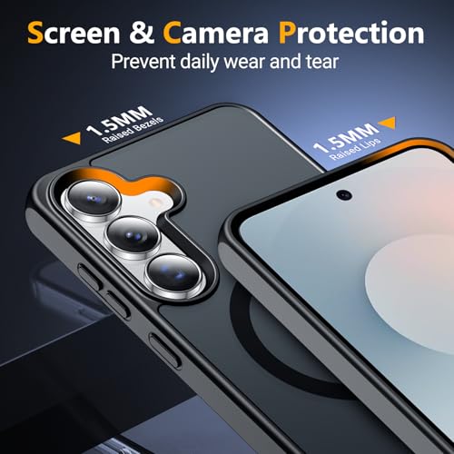 Image of SPIDERCASE Magnetic for Samsung Galaxy S25 FE Case, [3 Stand Ways][ Military Grade Drop Protection] with Invisible Stand Slim Phone Case for S25 FE 5G,Black