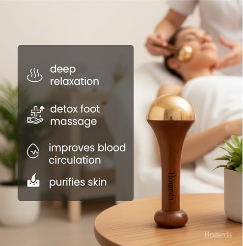 Homeda Kansa Wand Ayurveda Foot Massager - Indian Skincare Tool - SWA Kansa Wand for Feet & Face Relazation, Wellness & Detox - Ayurveda Gifts (Single Bowl) - Image 4