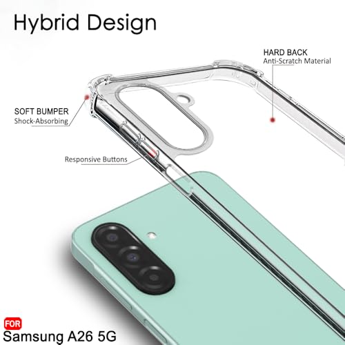 Image of TheGiftKart Crystal Clear Back Cover Case for Samsung Galaxy A26 5G | 360 Degree Protection | Shock Proof Design | Transparent Back Cover Case for Samsung Galaxy A26 5G (PC & TPU, Transparent Bumper)