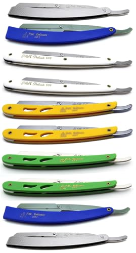 Set of 10 PREMIUM INSTRUMENTS Barber Razors Straight Edge Folding Handle Colors