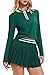 Tennis Skirt Sets for Women Zipper Color Block High Waisted Golf Polo Two Piece Skirt Set Women 2 Piece Outfits A Green