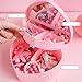 DIRBAK Heart Shaped Box Plastic Dual Layer Pink Earrings Rings Storage Organizer with Mirror for Girls Women Fashion Accessories