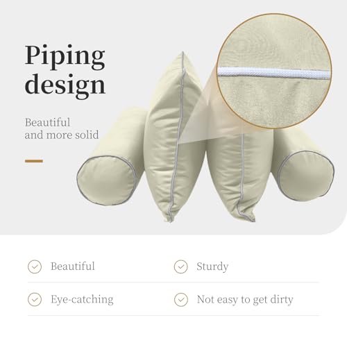 Image of Outdoor Daybed Cushion Cover Twin,Daybed Mattress Bolster Pillow Fitted Sheet Cover,Twin Size Outdoor Daybed Cushion Covers (Beige, 75 * 39 * 6in)
