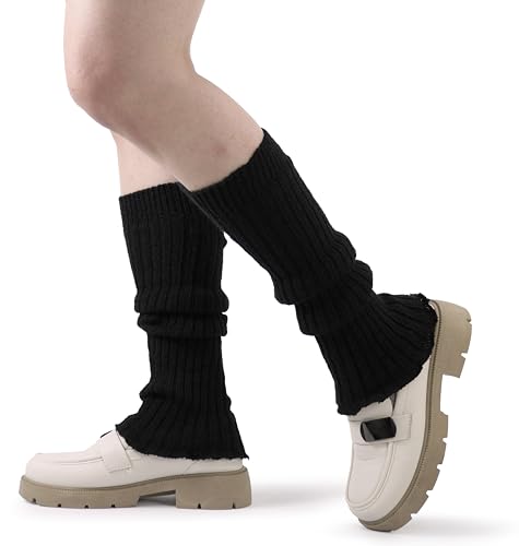 Image of BomKinta Leg Warmers for Women - Soft Fashion Knit Calf Accessories Gifts - Cute 80s Ruffle Leg Sleeves for Party Yoga