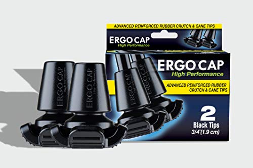 Ergocap® High Performance Crutch Rubber Tip - 3/4'' Rubber Replacement Foot For Canes/Crutches -Stable Four Point, Engineered To Mimic The Joint Articulation Of The Foot/Ankle (Universal-2 Tips) #TOP6