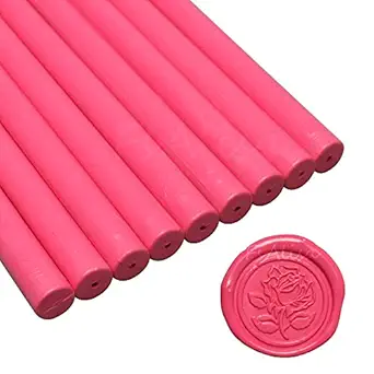 FsAlisa 9Pcs Glue Gun Sealing Wax Sticks for Wax Seal Stamp, Retro Vintage Metallic Bronze Great for Wedding Invitations, Cards Envelopes, Wine Packages, Gift Wrapping (Pink)
