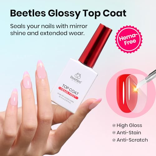 Image of Beetles HEMA Free & TPO Free Gel Base and Top Coat Set - No Wipe Top Coat, Soak Off UV LED Gel Polish Foundation Kit for Long Lasting High Gloss Manicure