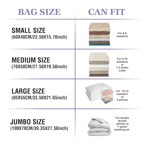 Image of Electric Pump Vacuum Storage Bags - 22 Combo (3 Large /3 Jumbo /8 Medium /8 Small) Space Saver Seal Bags for Clothes, Comforters, Blankets, Bedding