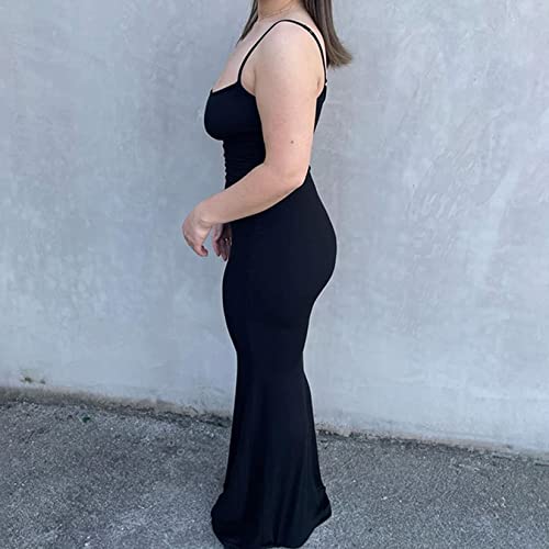 Sawden Women's Sexy Slip Dress Sleeveless Long Bodycon Maxi Dress Party Club Wear Black S #TOP5