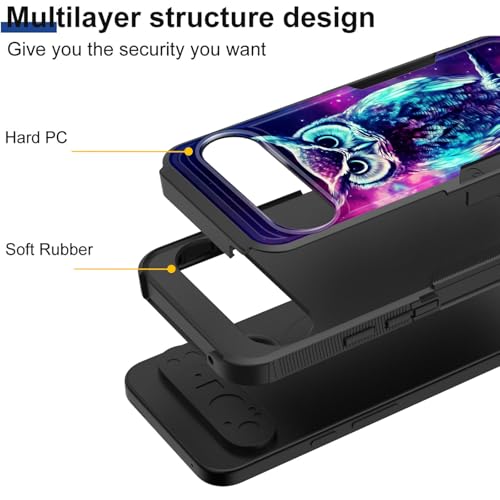 KJFHDJFDH for Google Pixel 10/Pixel 10 Pro 6.3 inch 2025 Case,Dual Layer Hybrid Heavy Duty Rugged Shockproof Hard PC +Soft Silicone Protective Case,Galaxy Owl - image 2