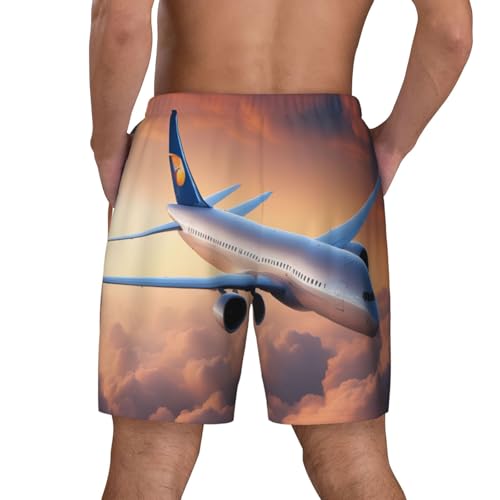 Beautiful Sky Airplane Print Men Stylish Functionality Swim Trunks Breathable Beach Shorts Surfing Gym Fishing4